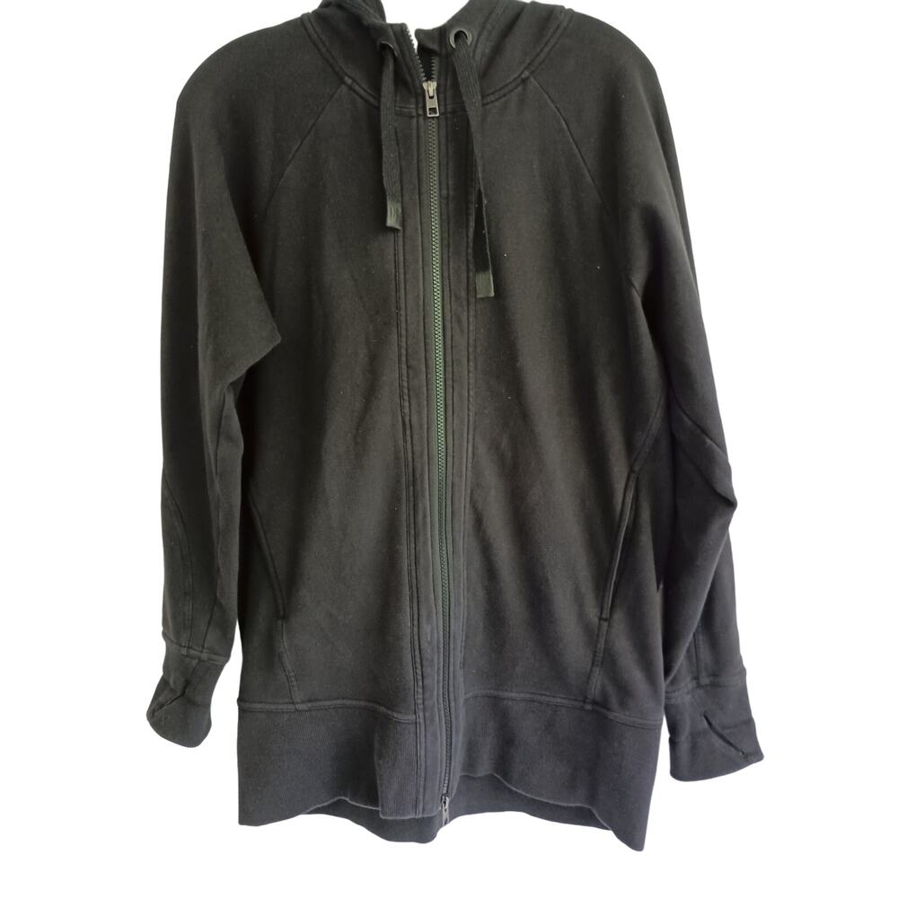 Athleta Triumph Long Hoodie black jacket size medium petite